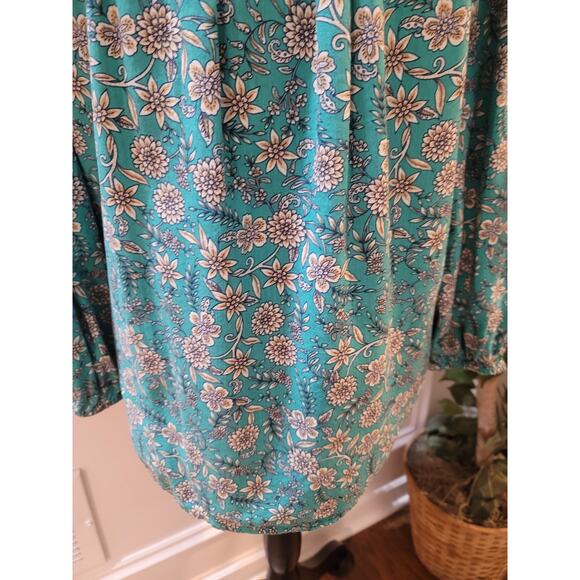 St. John’s Bay Floral Peasant Blouse Women’s 2X Blue Boho Long Sleeve Top - Picture 4 of 11